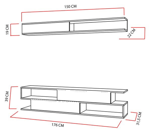 ASIR Obývacia stena SIMS biela, teak