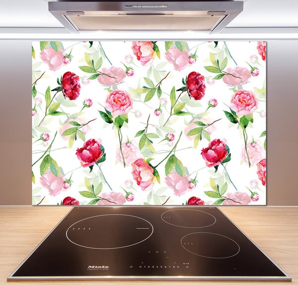 Panel do kuchyne Ružové pivónie pl-pksh-100x70-f-91564586