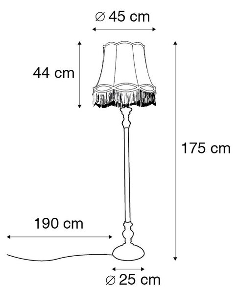 Retro stojacia lampa sivá s ružovým tienidlom Granny - Classico
