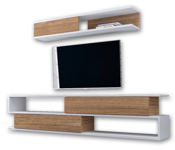 ASIR Obývacia stena SIMS biela, teak