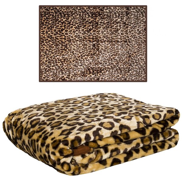 Teplá deka s leopardím vzorom Hnedá