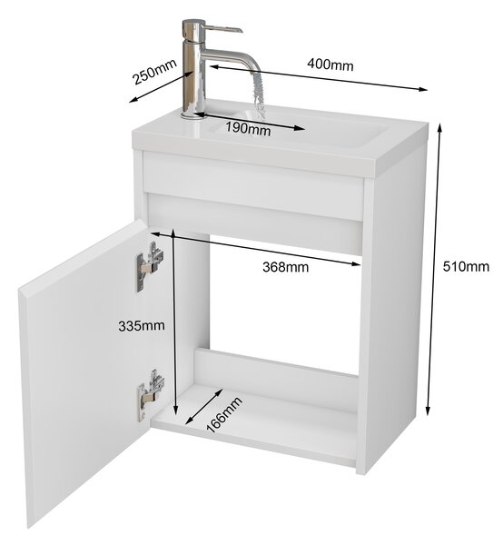 Závesná skrinka s umývadlom Houseland Lila 40 cm biela