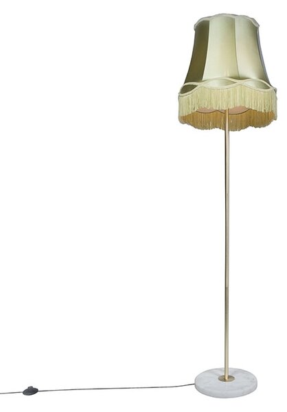 Retro stojaca lampa mosadz s granátovým odtieňom zelená 45 cm - Kaso