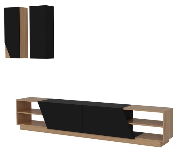 ASIR Obývacia stena ZEBRA čierna, teak