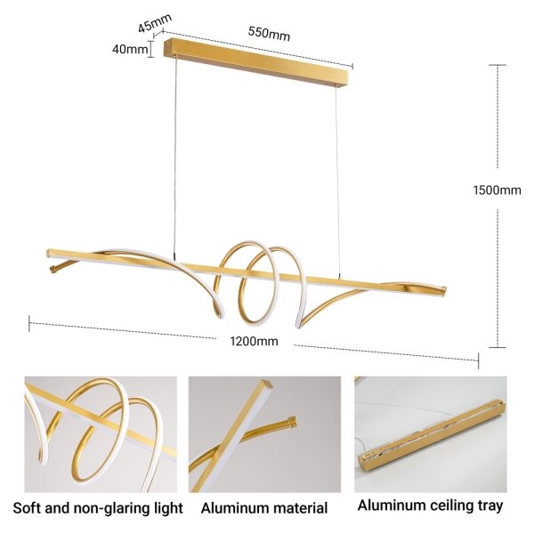 BRILAGI - LED stmievateľný luster na lanku SIGNATURE LED/50W/230V 120 cm zlatý + diaľkový ovládač