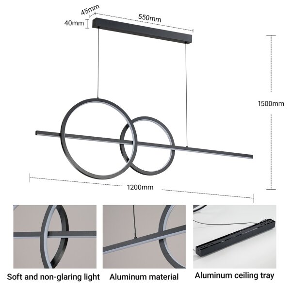 BRILAGI - stmievateľný LED luster na lanku SIGNATURE LED/53W/230V 120 cm čierna + diaľkové ovládanie