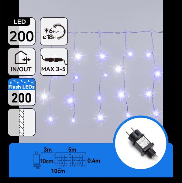Aigostar - LED vonkajšia vianočná reťaz 200xLED 8x0,4m IP44 modrá
