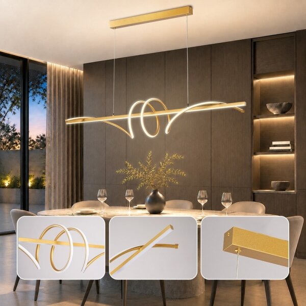 BRILAGI - LED stmievateľný luster na lanku SIGNATURE LED/50W/230V 120 cm zlatý + diaľkový ovládač