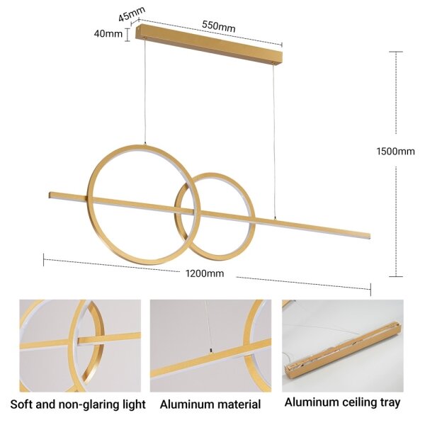 BRILAGI - LED stmievateľný luster na lanku SIGNATURE LED/53W/230V 120 cm zlatá + diaľkové ovládanie