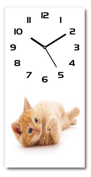 Nástenné sklenené hodiny Malá červená mačka