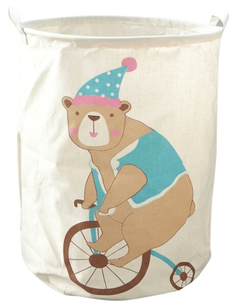 Kôš na hračky a bielizeň s potlačou CIRCUS BEAR 35x45 cm, krémový
