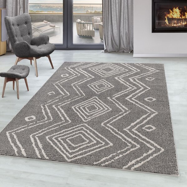 Ayyildiz , Kusový koberec Taznaxt 5104 Black, 140x200, čiernobiela, chodba / predsieň