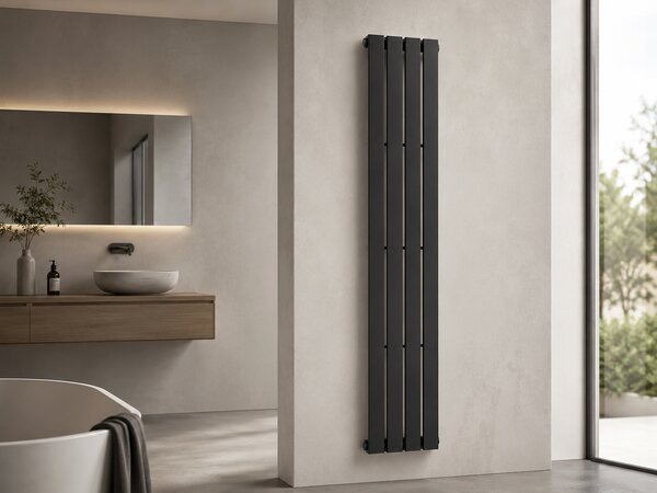 CERANO - Kúpeľňový radiátor Arlen - bočné pripojenie - 558 W - čierna matná - 1800x300 mm