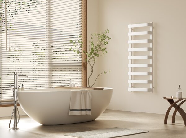 CERANO - Kúpeľňový radiátor Adriano - bočné pripojenie - 520 W - matná biela - 1200x500 mm