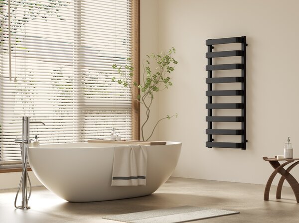 CERANO - Kúpeľňový radiátor Adriano - bočné pripojenie - 520 W - čierna matná - 1200x500 mm