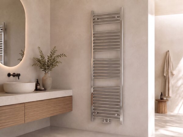 CERANO - Kúpeľňový radiátor Benito - stredové pripojenie 50mm/bočné - 460 W - chróm - 1500x450 mm