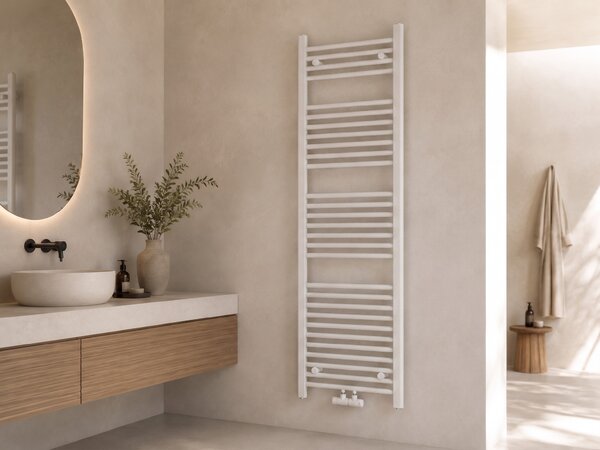 CERANO - Kúpeľňový radiátor Benito - stredové pripojenie 50mm/bočné - 583 W - biela matná - 1500x450 mm