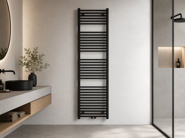 CERANO - Kúpeľňový radiátor Benito - stredové pripojenie 50mm/bočné - 703 W - čierna matná - 1700x450 mm