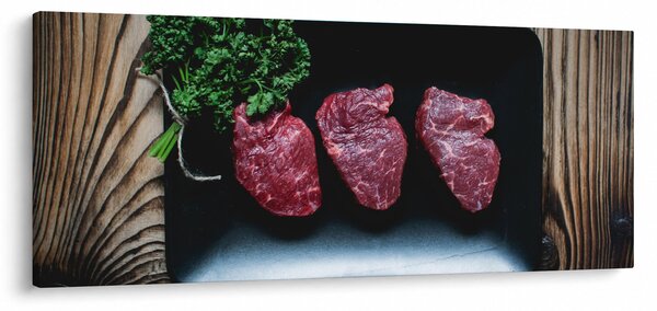 Obraz mäsa na tanieri (120x50 cm)