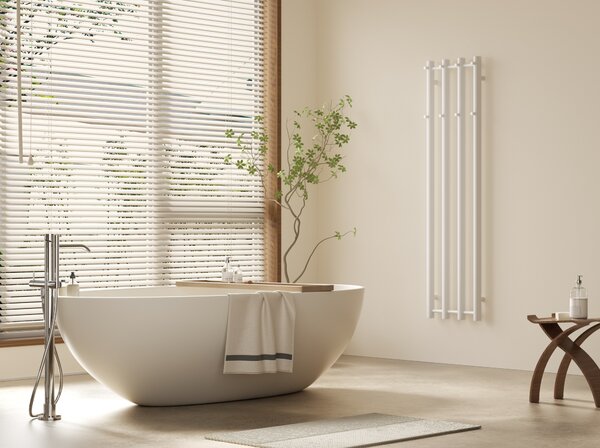 CERANO - Kúpeľňový radiátor Bertini - bočné pripojenie - 380 W - matná biela - 1400x351 mm