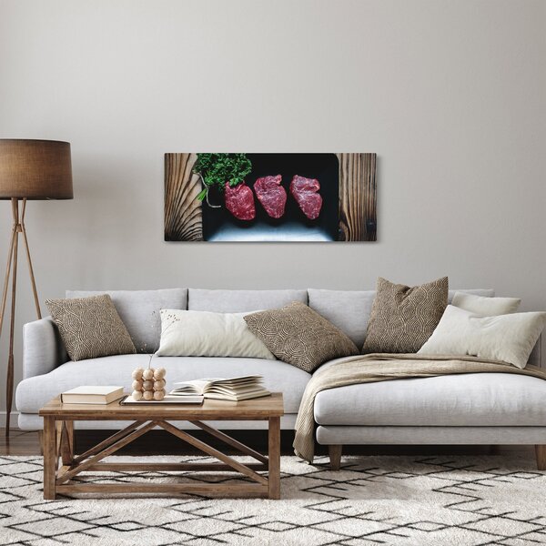Obraz mäsa na tanieri (120x50 cm)