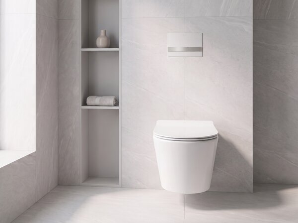 CERANO - WC závesné Carlito, Rimless + Slim/UF sedátko - biela lesklá - 48,5x36,5 cm
