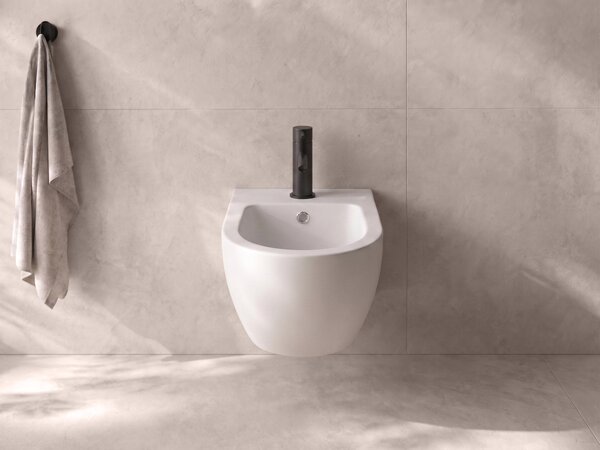 CERANO - Bidet závesný Cesso - biela lesklá - 49x36 cm