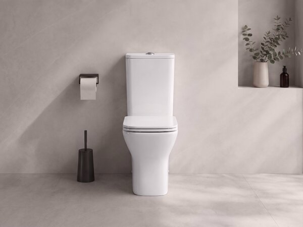 CERANO - WC kombi Hugo, Rimless + Slim/UF sedátko - spodný/zadný odpad - biela lesklá - 63,5x35,5 cm