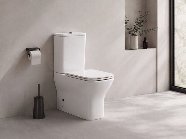 CERANO - WC kombi Hugo, Rimless + Slim/UF sedátko - spodný/zadný odpad - biela lesklá - 63,5x35,5 cm