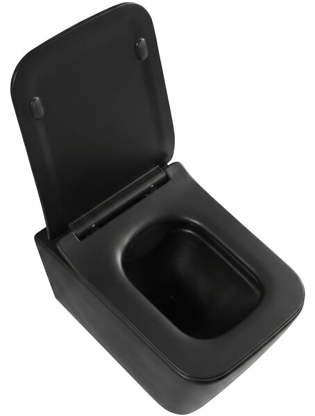 CERANO - WC závesné Forte, Rimless + Slim/UF sedátko - čierna matná - 51x36 cm
