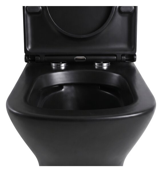 CERANO - WC kombi Hugo, Rimless + Slim/UF sedátko - spodný/zadný odpad - čierna matná - 63,5x35,5 cm