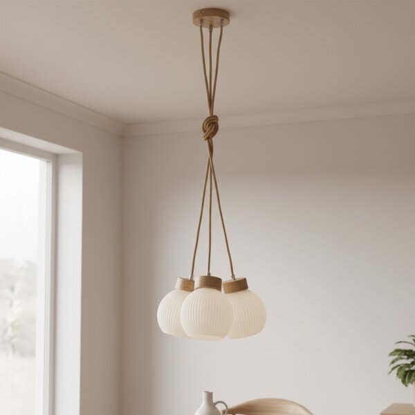 Luster na lanku LOOMIS 3xE27/15W/230V 130 cm béžová/dub