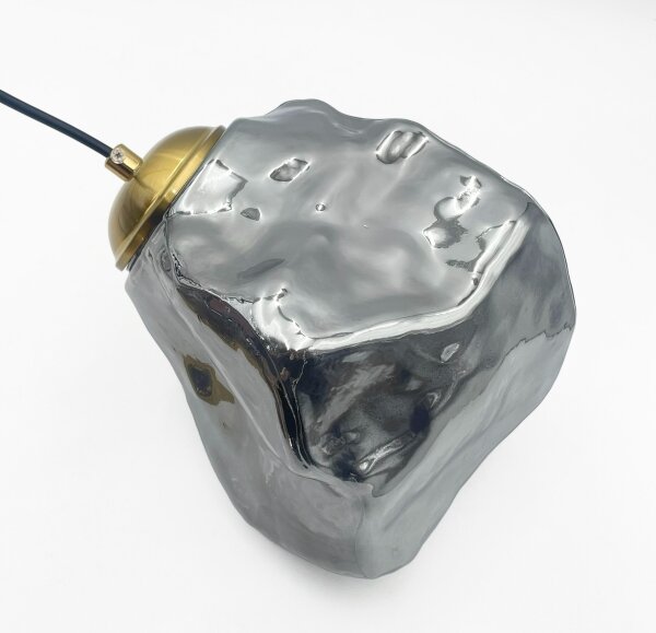 Luster na lanku CRISTAL 3xE14/15W/230V mosadz/dymová čierna