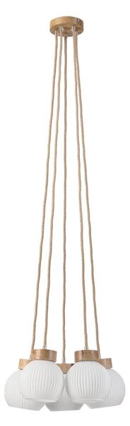 Závesný luster LOOMIS na lane 5xE27/15W/230V 130 cm béžová/dub