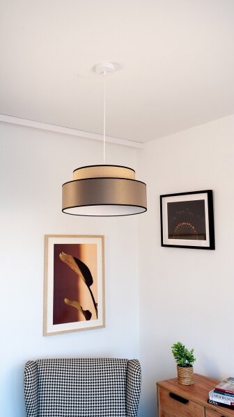 Luster na lanku GRACE 1xE27/60W/230V pr. 40 cm béžová/hnedá