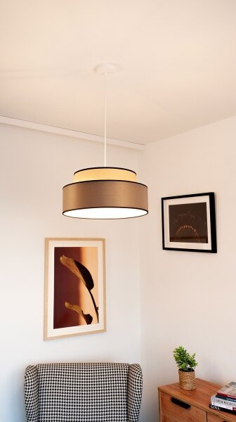 Luster na lanku GRACE 1xE27/60W/230V pr. 40 cm béžová/hnedá