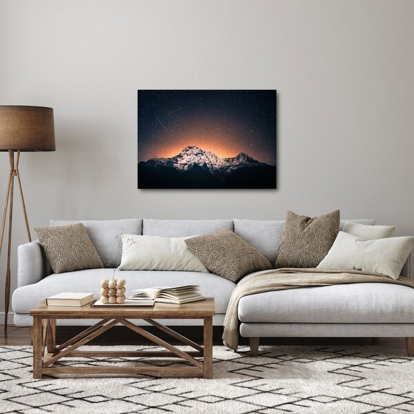 Obraz hviezdnej oblohy s horami (70x50 cm)
