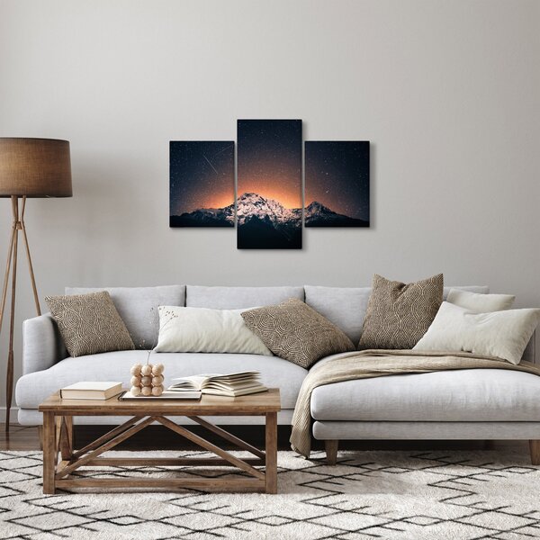 Obraz hviezdnej oblohy s horami (90x60 cm)