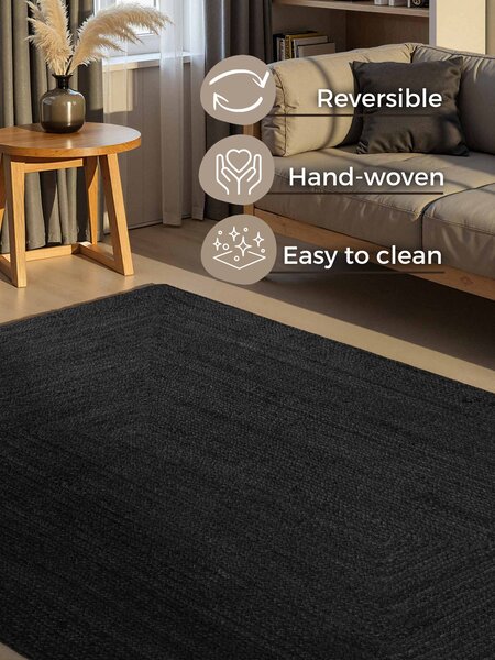 Hanse Home, Kusový koberec Juno 106324 Black, 60x90, čierna, chodba / predsieň