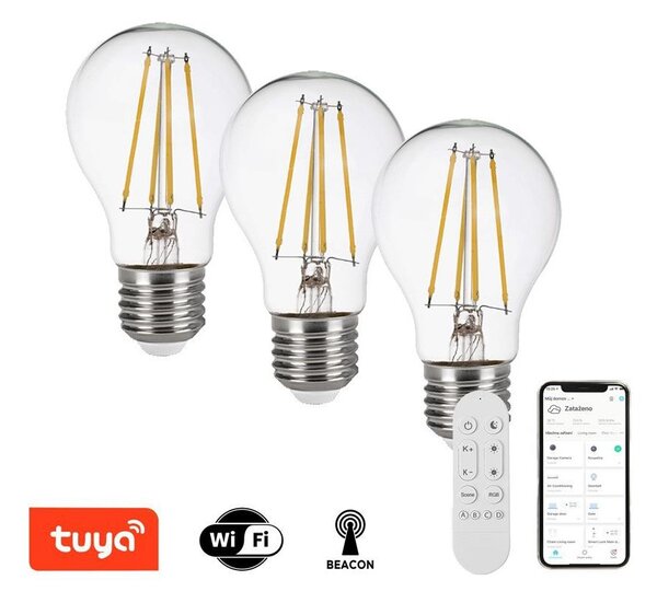 Immax NEO 07806CDO - sada 3 ks stmievateľných LED žiaroviek CCT E27/3W/230V Wi-Fi+diaľkové ovládanie