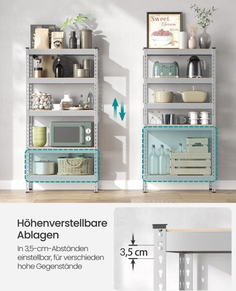 Regál 75x155x30 cm GLR300E01 strieborný
