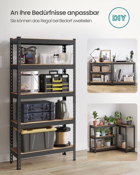 Regál 75x155x30 cm GLR300B01 čierny
