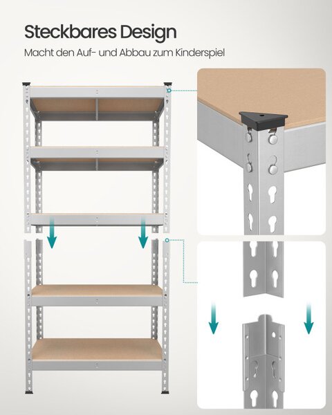 Regál 75x155x30 cm GLR300E01 strieborný