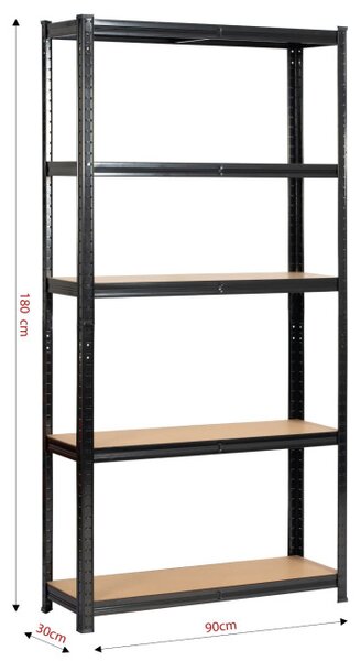 Kovový regál 90x30x180 cm čierny