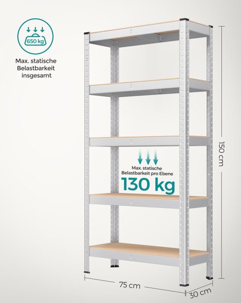 Regál 150x75x30 cm GLR030E01