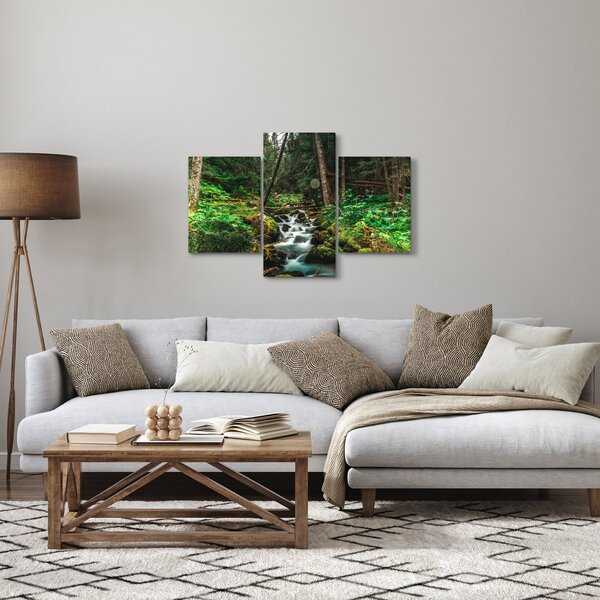 Obraz potoka v lese (90x60 cm)