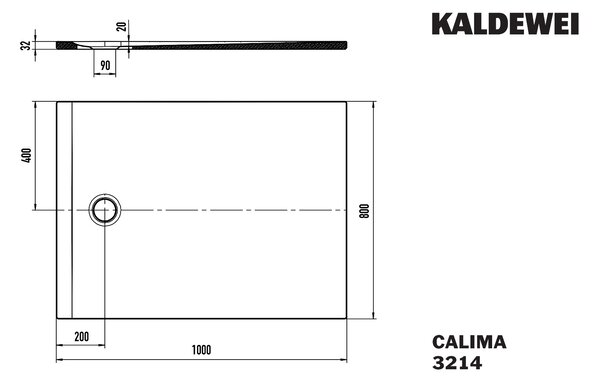 Kaldewei Calima - Sprchová vanička 1000x800 mm, SolidLite, Invisible Grip, alpská biela 321411111001