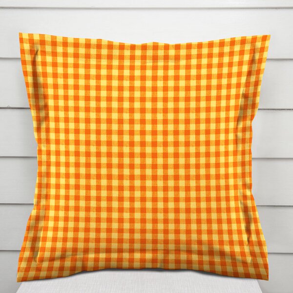 Biante Bavlnená obliečka na vankúš s lemom Olivia OL-006 Oranžovo-žltá kocka malá 40 x 40 cm