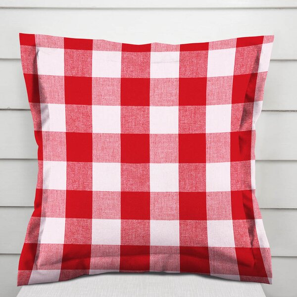 Biante Bavlnená obliečka na vankúš s lemom Olivia OL-016 Červeno-biela kocka veľká 30 x 50 cm