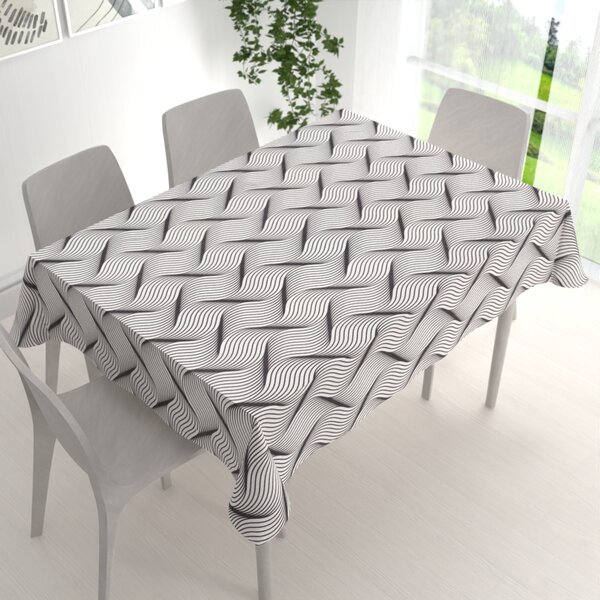 Biante Dekoračný obdĺžnikový obrus PML-042 Čierno-biele vlnenie 50x100 cm